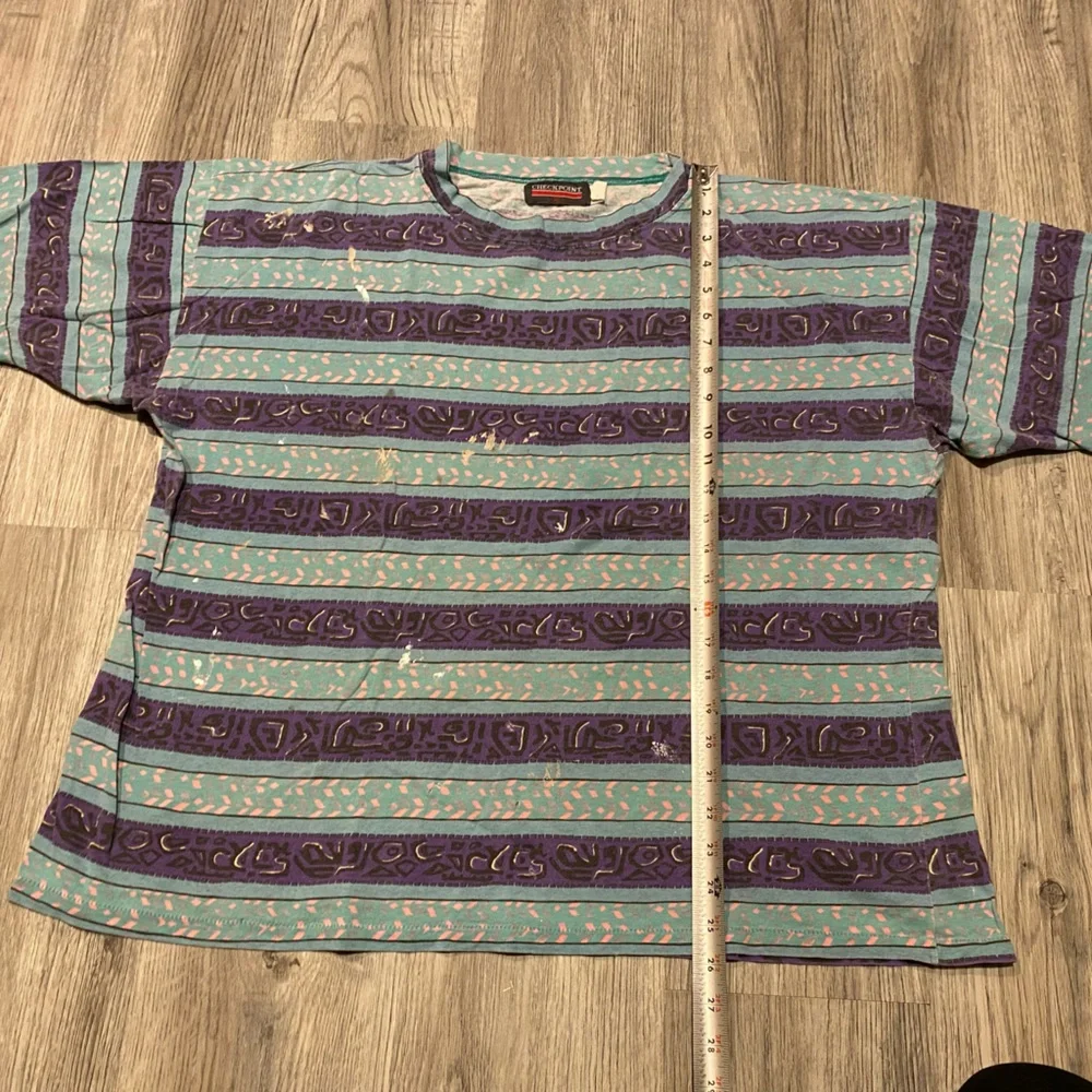 Vintage Single Stitch T Shirt Blue Purple Thrashed Size XL Checkpoint - Picture 6 of 8